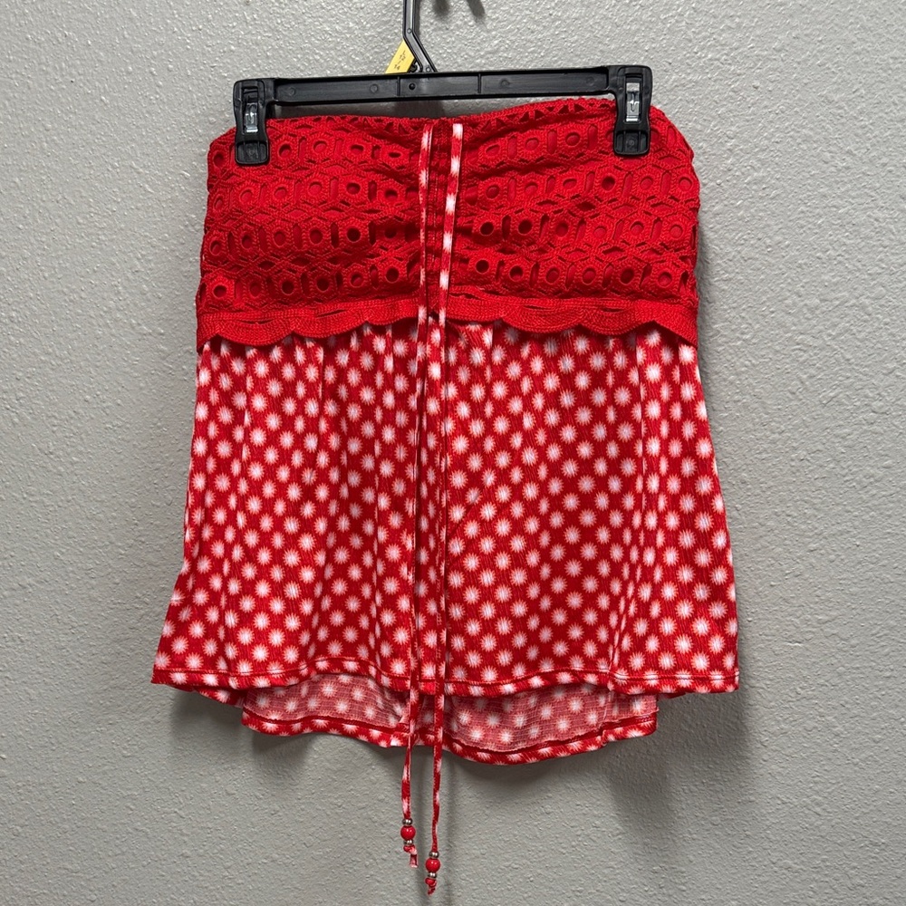 No Boundaries Red and White Skater tube top